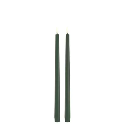 Uyuni dinerkaars slim taper candle Olive green 2-pack 2,3x32 cm 